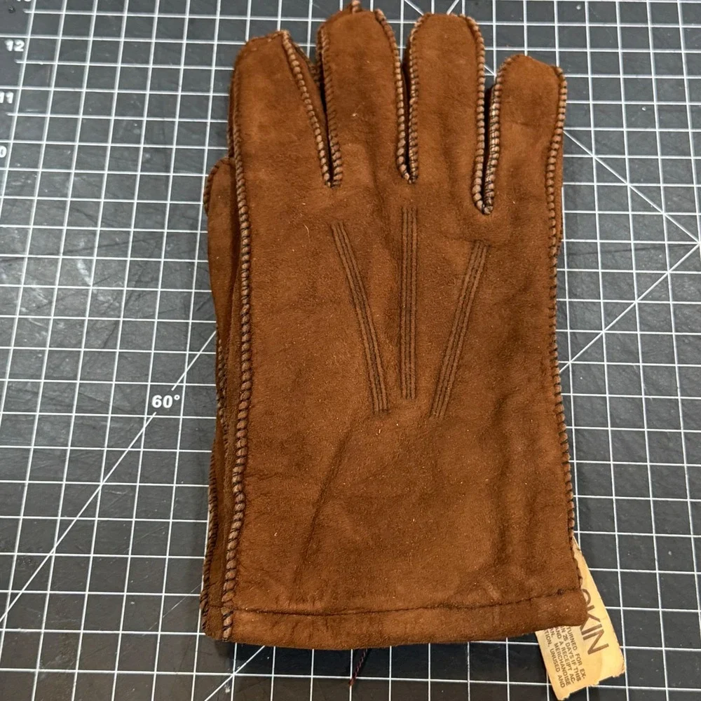 New‎ Vintage Daniel Hays Brown Sueded Lambskin Leather Gloves Wool Lined